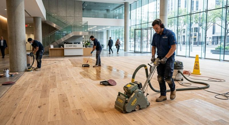 Our team working on Wood Floor Service projects in Westerly, RI