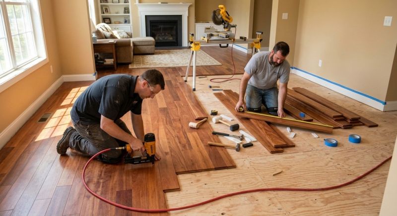 Cherry Floor Installation in North Stonington, CT